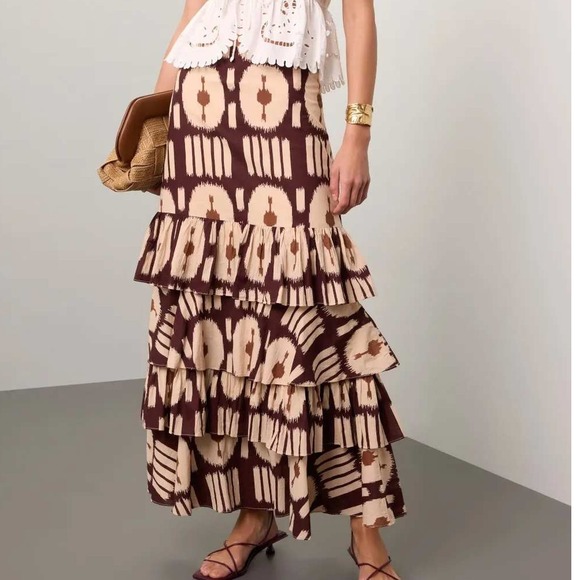 RO'S GARDEN‎ Honduras Skirt Size 0 Womens Brown Boho Southwest RTR - Picture 1 of 9